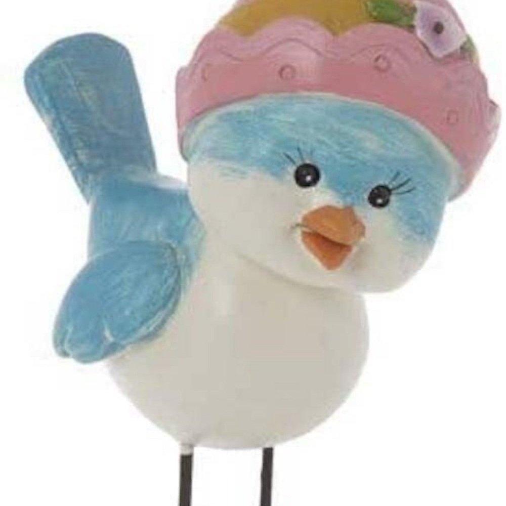 Blue Bird In Pink Hat Decoration Easter Spring Summer Decor Gift
